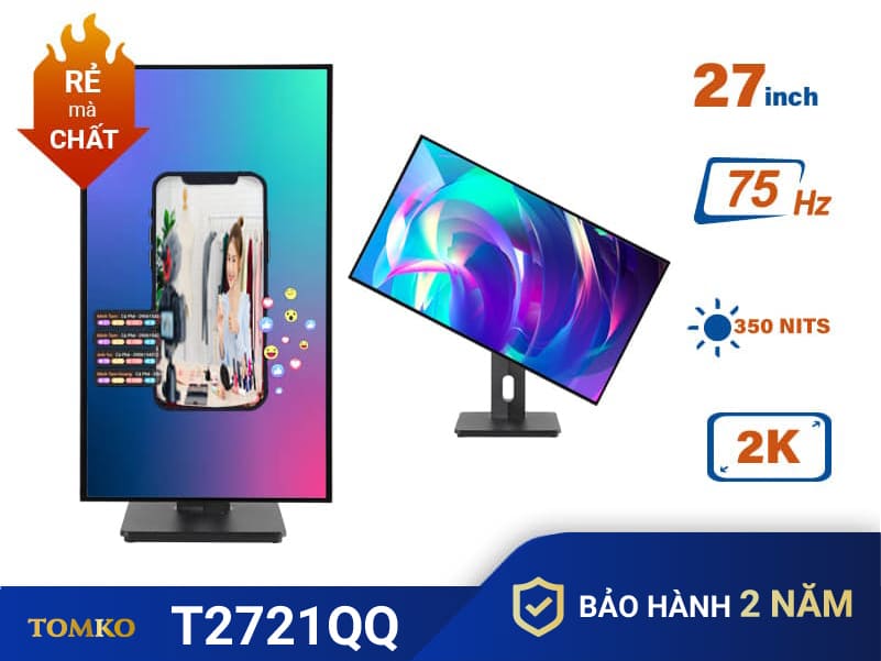 Màn hình máy tính Tomko 27 inch 2K xoay dọc T2721QQ