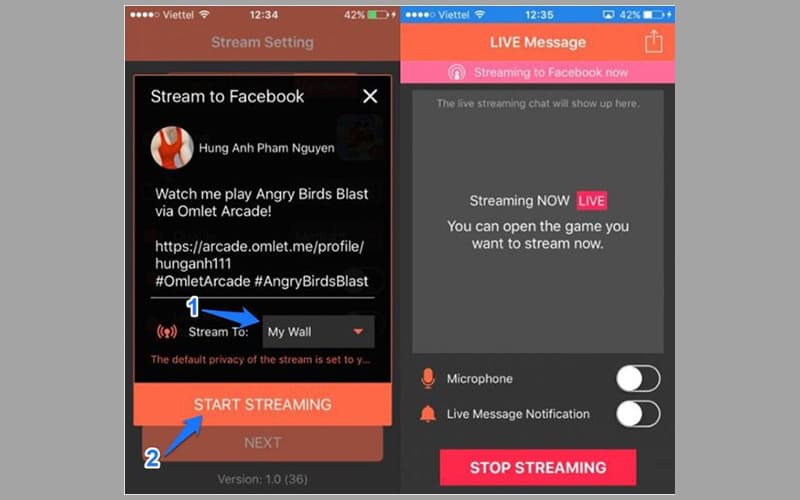 cach livestream game tren facebook bang dien thoai iphone b4