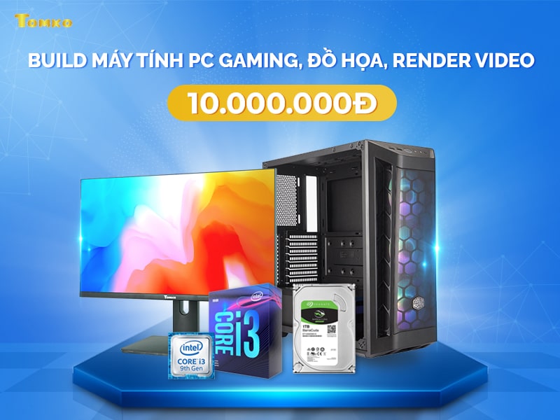 build may tinh pc gaming do hoa render video 10 trieu