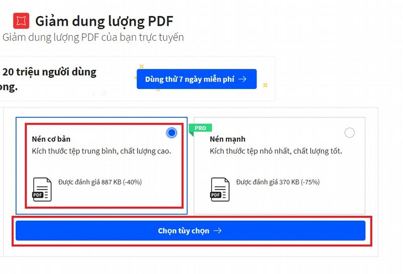 cach lam giam dung luong file pdf online smallpdf 3