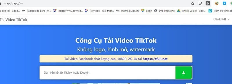 cach luu video tiktok cua minh khong co logo bang trang web snaptik b1