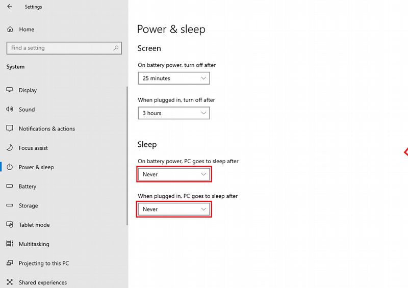 dung windows settings de bo che do sleep win 10 b3