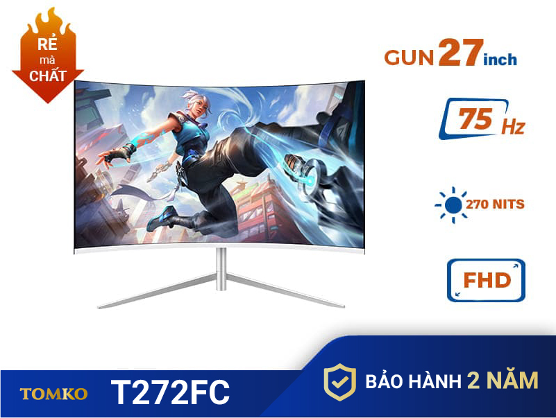 man hinh may vi tinh pc tomko 27 inch cong mau trang 75hz fullhd t272fc gun 2