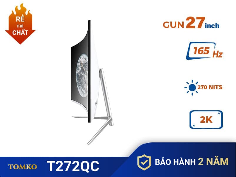 man hinh may vi tinh pc tomko 27 inch cong trang 165hz 2k t272qc gun 1