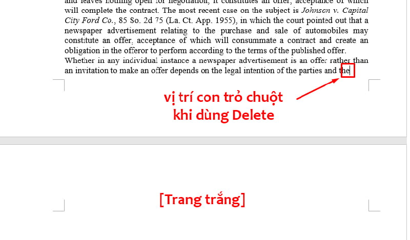 su dung phim delete tren ban phim xoa trang trang trong word