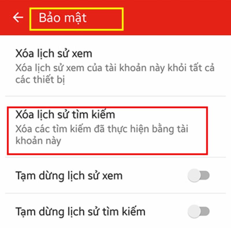 cac buoc xoa lich su tim kiem tren youtube android b5