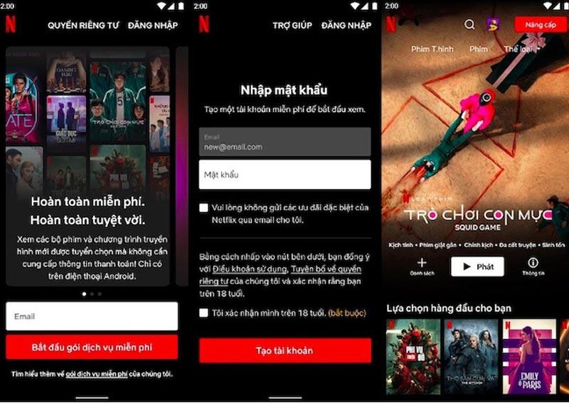 cach dang ky tai khoan tai netflix mien phi tren android