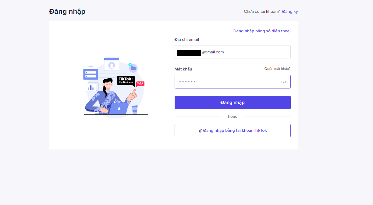 cach dang nhap tiktok shop bang email hoac so dien thoai