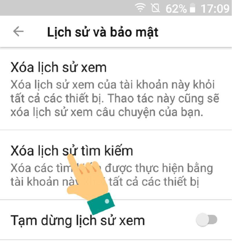 cach xoa lich su tim kiem tren youtube iphone b3