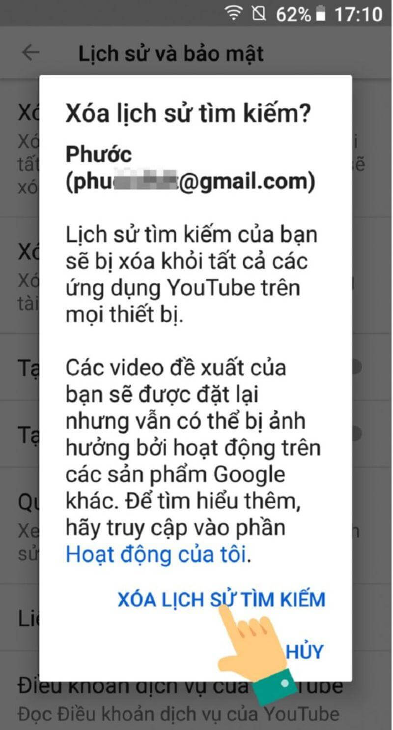 cach xoa lich su tim kiem tren youtube iphone b4