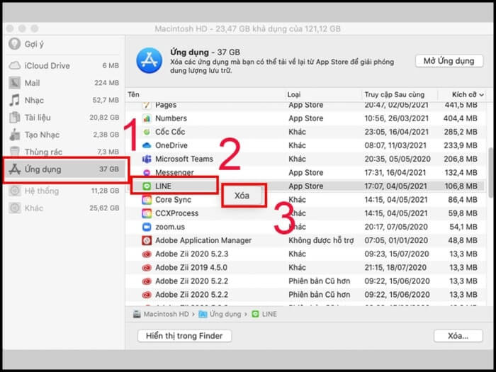 cach xoa ung dung tren may macbook voi cong cu quan ly bo nho b3