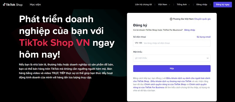 dang ki tai khoan affiliate tiktok