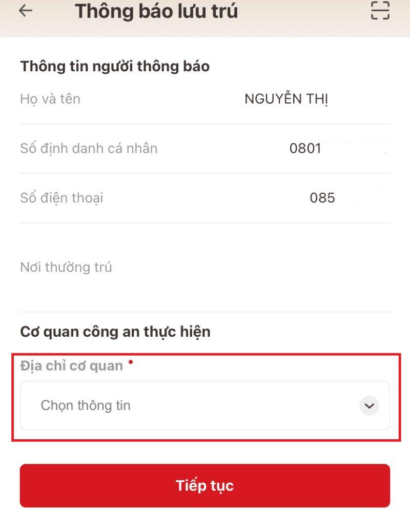 huong dan cach thong bao luu tru tren ung dung vneid b6