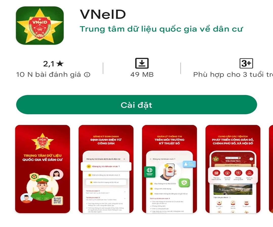 tai app vneid tren cua hang ung dung va dang ky tai khoan theo huong dan