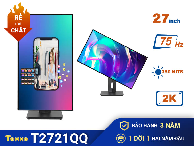 Màn hình máy tính Tomko 27 inch 2K xoay dọc T2721QQ