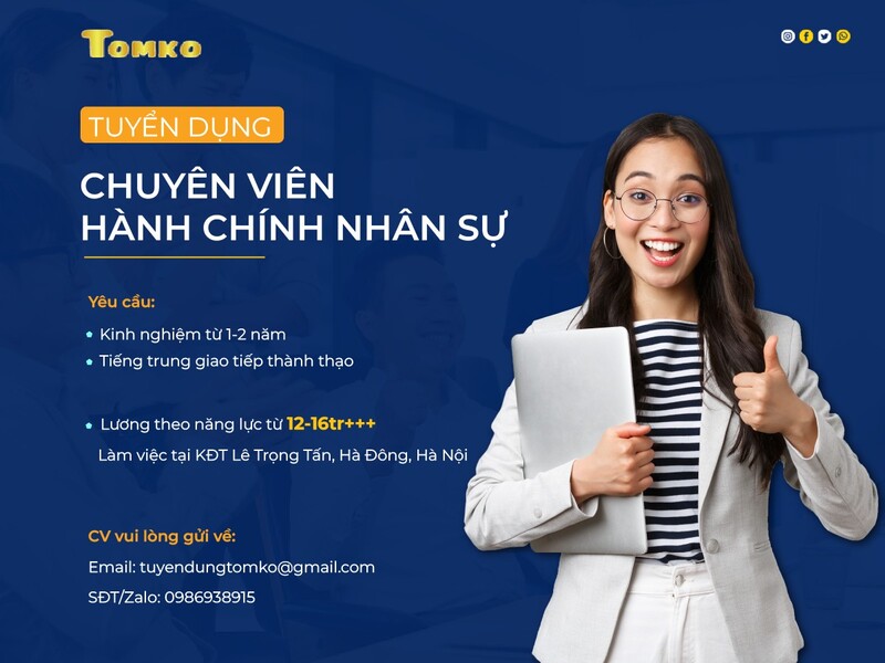 Tomko tuyển dụng Hành chính Nhân sự tổng hợp