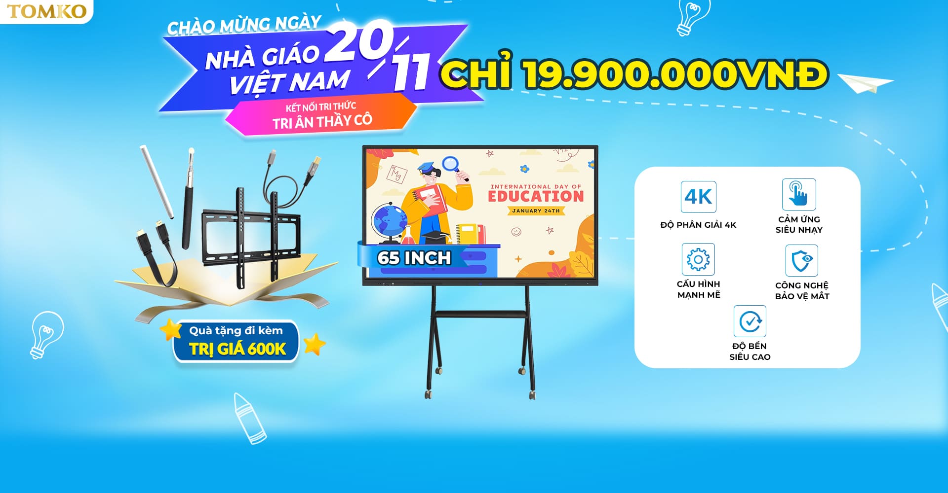 banner chuong trinh khuyen mai man hinh tuong tac 65 inch nhan di 20 11 pc