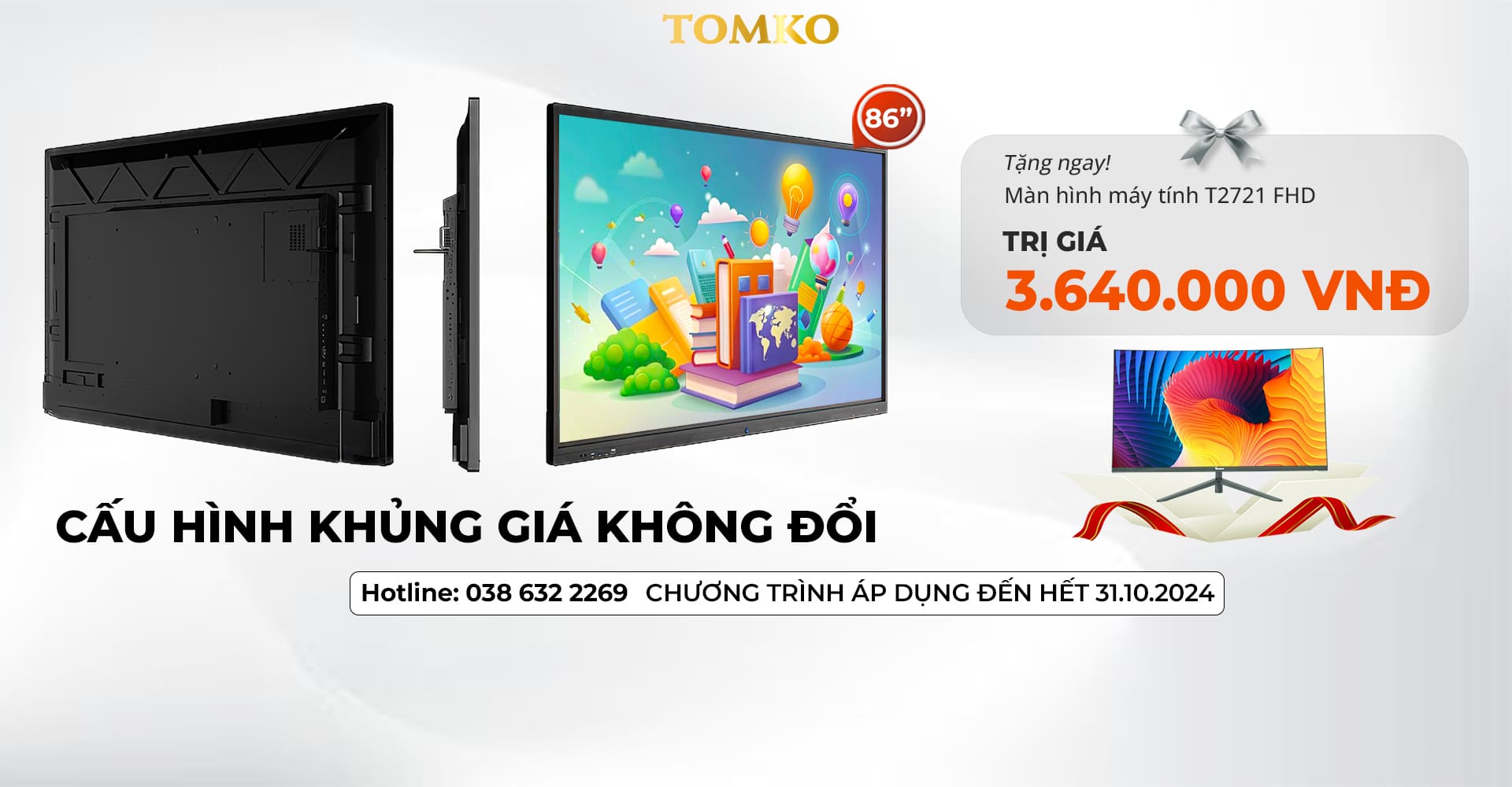 banner chuong trinh khuyen mai man hinh tuong tac tomko 86 inch pc