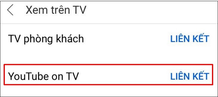 chon lien ket tai muc youtube on tv